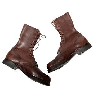 Vintage Leather Jump Boots Men’s 10.5D Combat Military Lace Up Brown Vietnam Era